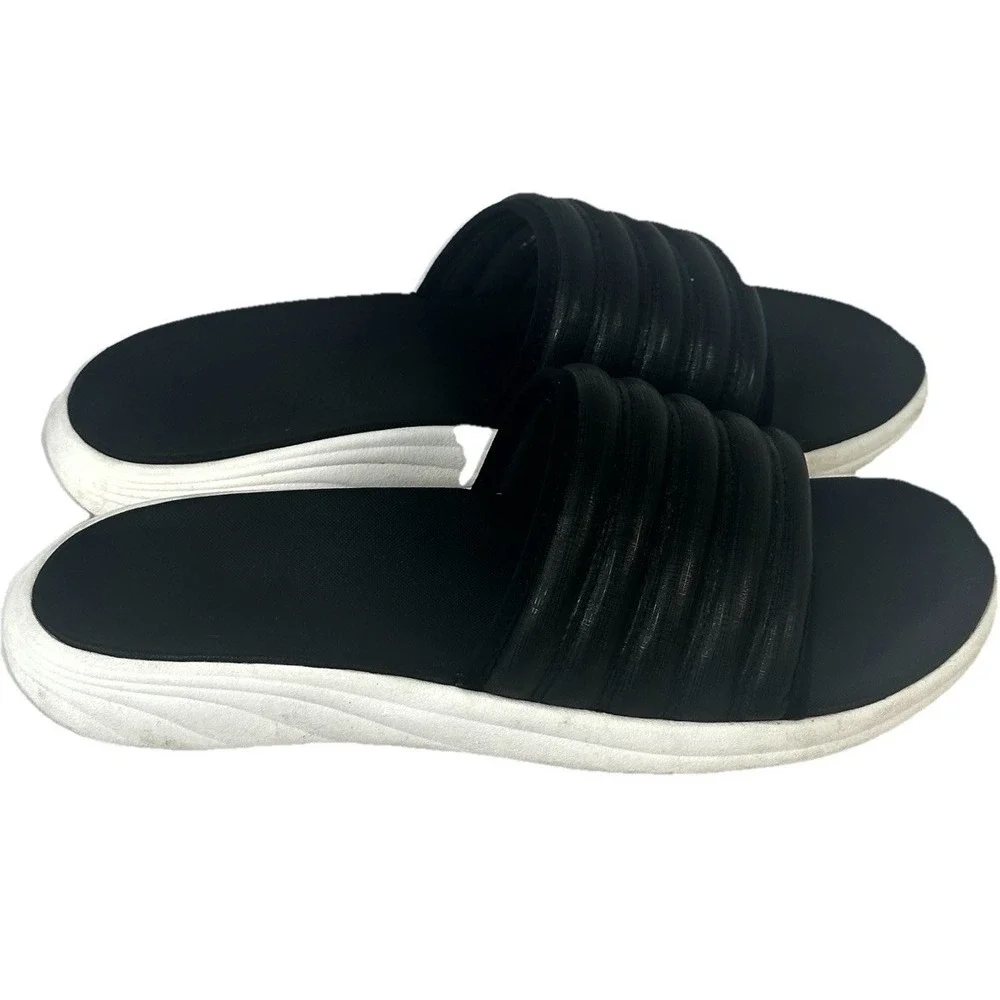 Olukai KOMO Slide Comfort‎ Sandal Black/ White Men Sz 10